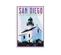 EKOAW Old Loma Point San Diego Vintage Travel Posters Lighthouse Wall Art Picture Print Canvas Art Poster Modern Family Bedroom Decor Posters 40x50cm