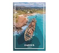 EKOAW Paint by Numbers for Adults,Cyprus Paphos Skyline Ship Paint by Numbers for Kids and Adults Beginner, DIY Gift Canvas Painting Kits 20x30cm