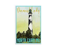 EKOAW Paint by Numbers for Adults & Kids,North Carolina Lighthouse Paint by Numbers for Adults Cityscape for Home Wall Decoration 50x60cm
