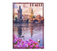 EKOAW Paint by Numbers for Adults,Prague Skyline Paint by Numbers Kits for Children, Kids Painting by Numbers Kit for Home Decoration 20x30cm