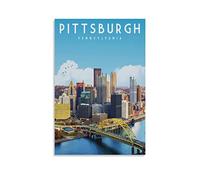 EKOAW Pittsburgh Pennsylvania Vintage Travel Poster Landscape Wall Art Picture Print Canvas Art Poster Modern Family Bedroom Decor Posters 30x40cm