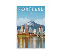 EKOAW Portland Oregon Vintage Travel Poster Lake Wall Art Picture Print Canvas Art Poster Modern Family Bedroom Decor Posters 30x40cm