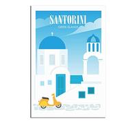 EKOAW Santorini Greece Islands Cathedral Vintage Travel Poster Canvas Wall Home Room Decor Art Poster Painting Picture Print Gift Posters（Frameless） 50x60cm