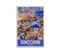 EKOAW Santorini Greece Vintage Travel Posters Clouds Wall Art Picture Print Canvas Art Poster Modern Family Bedroom Decor Posters 40x50cm