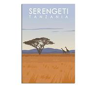 EKOAW Serengeti Tanzania Giraffe Vintage Travel Poster Canvas Wall Home Room Decor Art Poster Painting Picture Print Gift Posters(Frameless) 20x30cm