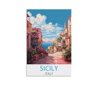 EKOAW Sicily Italy Vintage Travel Poster Canvas Art Poster And Wall Art Picture Print Bedroom Decor 20x30cm