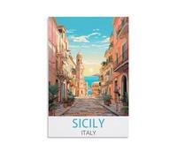 EKOAW Sicily Italy Vintage Travel Posters Canvas Art Poster And Wall Art Picture Print Bedroom Decor 20x30cm