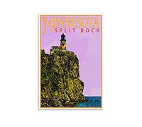 EKOAW Split Rock Minnesota Vintage Travel Posters Lighthouse Wall Art Picture Print Canvas Art Poster Modern Family Bedroom Decor Posters 50x60cm