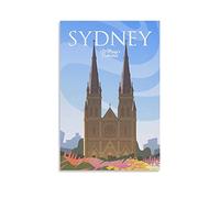 EKOAW St Mary's Cathedral Sydney Vintage Travel Posters Landscape Wall Art Picture Print Canvas Art Poster Modern Family Bedroom Decor Posters 20x30cm
