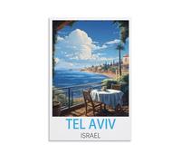 EKOAW Tel Aviv Israel Vintage Travel Poster Canvas Art Poster And Wall Art Picture Print Bedroom Decor 40x50cm