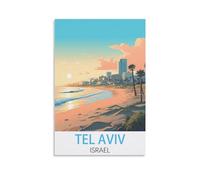 EKOAW Tel Aviv Israel Vintage Travel Posters Canvas Art Poster And Wall Art Picture Print Bedroom Decor 40x50cm