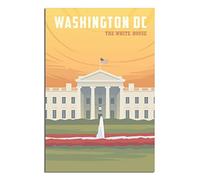 EKOAW The White House Washington Vintage Travel Poster Canvas Wall Home Room Decor Art Poster Painting Picture Print Gift Posters(Frameless) 40x50cm