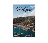 EKOAW Vintage Italy Portofino Travel Posters Gift Wall Decor Painting Poster Canvas Art Poster（Frameless） 30x40cm