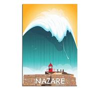 EKOAW Vintage Nazare Portugal Surfing Travel Poster Canvas Wall Home Room Decor Art Poster Painting Picture Print Gift Posters（Frameless） 40x50cm