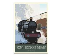 EKOAW Vintage North Norfolk Railway Train Travel Poster Decorative Posters Modern Bedroom Canvas Art Poster Picture Painting Posters Wall Decor Art Gift 20x30cm
