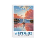 EKOAW Windermere The Lake District Vintage Travel Posters Canvas Wall Art Prints for Wall Decor Room Decor Bedroom Decor 30x40cm