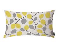 EKOBLA Lemon Tree Pillow Covers Tropical Fruits Yellow Grey Leaves Waist Lumbar Cotton Linen Cushion Cover Oblong Rectangle Pillowcase for Men Women Home Decoration Bedroom 12x20 Inches