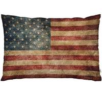 EKOBLA Throw Pillow Cover Patriotic American Flag Red White Blue Vintage USA Flag Stars Stripes July 4Th Decor Lumbar Pillow Case Cushion for Sofa Couch Bed Standard Queen Size 20x30 Inch
