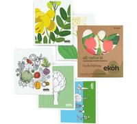 EKOH Swedish Dishcloths 12 Pack - Compostable Eco Sponge Cloths for the Kitchen - Paper Towel Alternative - Multipurpose Cleaning Cloths (Flowers on White, Botanical Flowers 12 pack)