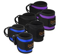 EKON Ankle Straps for Cable Machines Weightlifting Gym Workout Fitness Double D-Ring Neoprene Ankle Cuffs for Legs, Abs and Glute Exercises With Neoprene Padding Men & Women (Black, Pair)