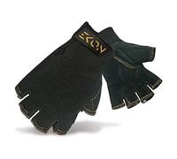 EKON Fingerless Working Gloves Half Finger Safety Gloves Tough Mechanic Gloves Durable Heavy Duty Performance Carpenter Palm Protective Gloves (Black, X-Large 1 Pair)