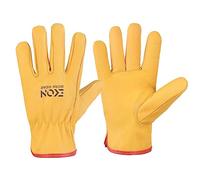 EKON Safety Work Gloves Unisex Leather Working, Lorry Driving, Truckers Gloves, Yard, Gardening, Forestry Gloves Premium Quality Hand Protection Gloves (Fleece Lined, Medium 1 Pair)