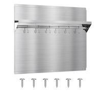EKON Stainless Steel Backsplash 24 x 30 Inch Wall Shield for Kitchen Easy Clean And Installation with Built-in Storage Shelf and Hanging Rack