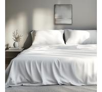 EKOSCIOUS 100% Eucalyptus Tencel Sateen Bed Sheet Set with 2 pillowcase, Super King Size, 18 Inch Deep Pocket | (White) - Cool & Softer than Bamboo and Silk Sheets