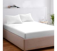 EKOSCIOUS 100% Tencel Lyocell Eucalyptus Sateen Soft Solid, Double Size, 18'' Deep Pocket Fitted Bed Sheet, White - Breathable, Cool & Softer