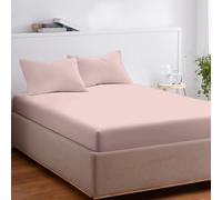 EKOSCIOUS 100% Tencel Lyocell Eucalyptus Sateen Soft Solid, Double Size, 40cm Deep Pocket Fitted Bed Sheet, Berry Blush - Breathable, Cool & Softer