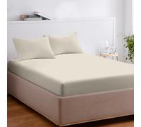 EKOSCIOUS 100% Tencel Lyocell Eucalyptus Sateen Soft Solid, Super King Size, 18'' Deep Pocket Fitted Bed Sheet, Ivory - Breathable, Cool & Softer