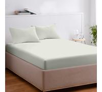 EKOSCIOUS 100% Tencel Lyocell Eucalyptus Sateen Soft Solid, Super King Size, 40cm Deep Pocket Fitted Bed Sheet, Pastel Green - Breathable, Cool & Softer