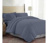 EKOSCIOUS 100% Tencel Lyocell Eucalyptus Sateen Solid, King Size Duvet Cover Set, with 2 Pillowcases, Crown Blue - 300 Thread Count Breathable, Cool & Soft