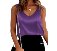 Ekouaer Ladies Summer Vest Basic Tank Tops V Neck Loose Fit Sleeveless Shirts XS to XXL,Purple,L