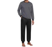 Ekouaer Mens Pyjamas Set Pjs Set with Cuffed Cosy Long Sleeve Lounge Wear Jersey Pajamas for Men Stripe Sleepwear with 2 Pockets Tartan Nightwear Checked 2 Piece Pijamas