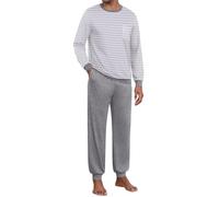 Ekouaer Mens Pyjamas Set Pjs Set with Cuffed Cosy Long Sleeve Lounge Wear Jersey Pajamas for Men Stripe Sleepwear with 2 Pockets Tartan Nightwear Checked 2 Piece Pijamas