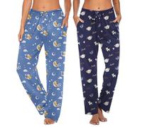 Ekouaer Pyjama Bottoms Womens 2 Pack Women's Pyjama Bottoms Casual Womens Pants Soft Lounge Pants Checked Sleep Pajama Bottoms with Pocket