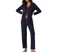 Ekouaer Pyjamas for Women Button Up Soft Lounge Wear, 1-Navyblue, L