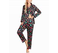 Ekouaer Pyjamas for Women Silk Satin Pyjama Bride Pjs Set Two Piece Pj Sets Button Down Sleepwear Christmas