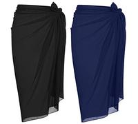 Ekouaer Sarong Swimsuit Coverup for Women Chiffon Long Beach Tie Wrap Skirt Sexy Bikini Sheer Scarf Bathing Suit Bottom - - Medium