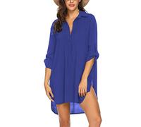 Ekouaer Swimsuit for Women Bikini Summer Beach Cover Up Shirt Beachwear Bathing Suit Beach Dress, Snorkel Blue, XXL