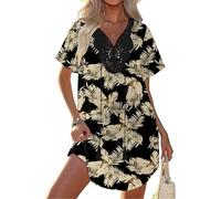 Ekouaer Women's Beach Cover Up Solid Color V-Neck Bikini Cover Up Lace Crochet Swimsuit Cover Up Black Tropics M