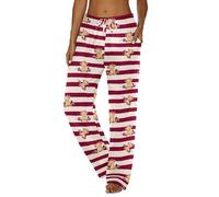 Ekouaer Women's Pyjama Bottoms Teddy Bear Soft Lounge Pants Sleep Trousers with Pockets