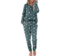 Ekouaer Womens Pyjamas Set Long Sleeve Ladies Pyjamas Soft 2 Piece Pjs Sets Winter Loungewear Nightwear Sleepwear Lounge Suits, Star Grey S