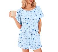 Ekouaer Womens Pyjamas Short Sleeve Cute Print Pjs Nightwear U Neck Sleepwear Soft Loungewear Heart shaped XL