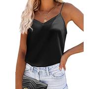 Ekouaer Women's Silk Tank Tops Camisole Satin Top, 1pc Black, XXL