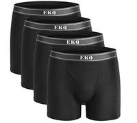 EKQ Mens Bamboo Underwear Boxer Multipack Briefs Breathable Tagless Underpants with Fly Pouch Comfy Stretch Men's Trunk 4-Pack