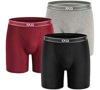EKQ Mens Bamboo Underwear Boxer Shorts Multipack Long Leg 3-Pack Cotton Boxer Shorts Briefs Breathable Mens Underwear Open Fly Pouch Sports Underpants
