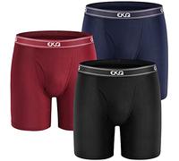 EKQ Mens Bamboo Underwear Boxer Shorts Multipack Long Leg 3-Pack Cotton Boxer Shorts Briefs Breathable Mens Underwear Open Fly Pouch Sports Underpants