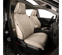 EKR Custom Fit RAV4 Car Seat Covers for Select Toyota RAV4 2019 2020 2021 2022 2023 LE,XLE,XLE Premium,Limited - Full Set,Leather(Beige)